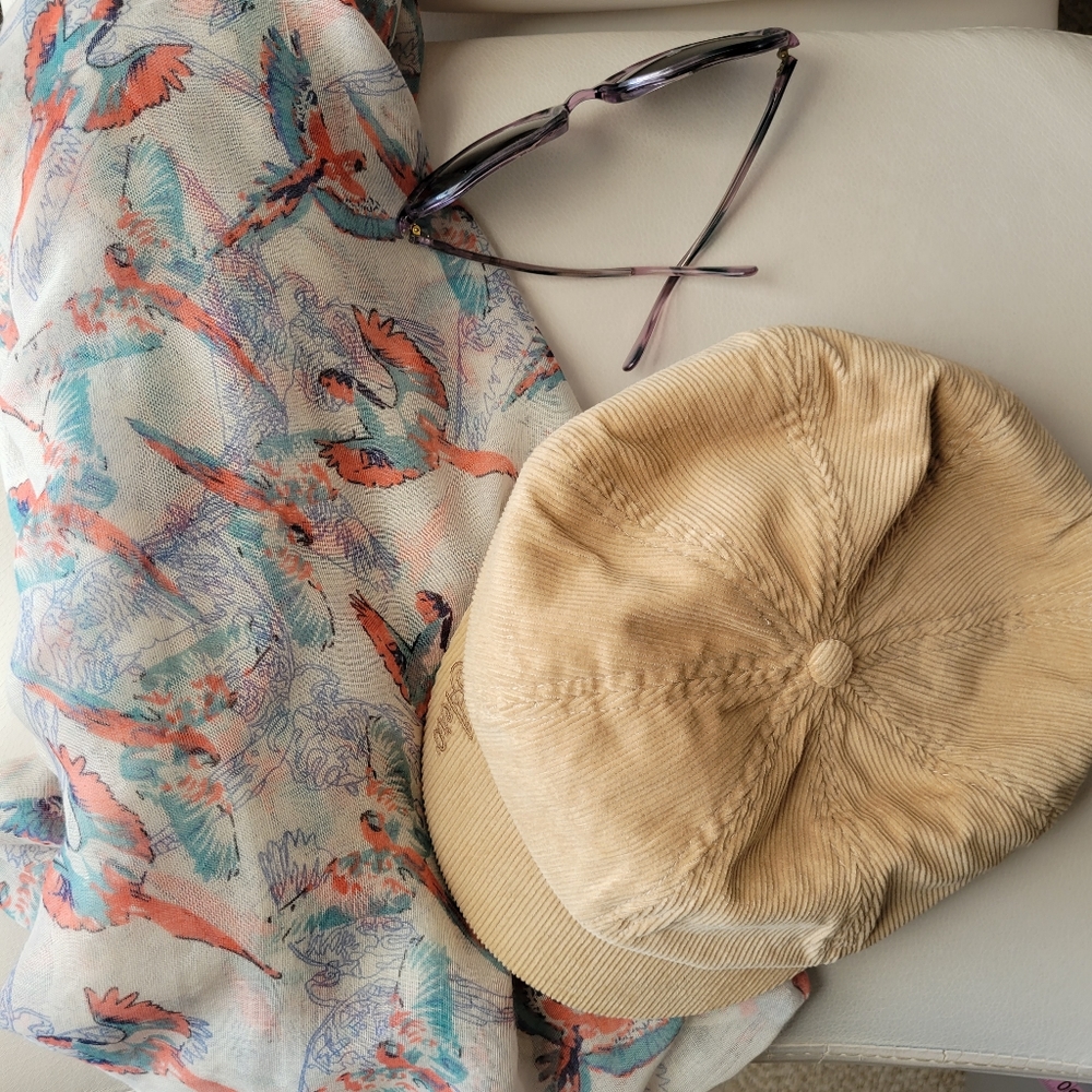 Aeropostale Hat ~ Cap ~ Newsboy ~ Tan Corduroy ~ Boho Hippie Vintage Look ~ GUC